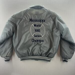 MS Baseball World Series Vintage Club 21 Bomber Jacket Men’s L Satin Nylon 80s